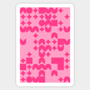 Girly Pinkish Geometric Pattern - Flowers & Stars #1 Sticker